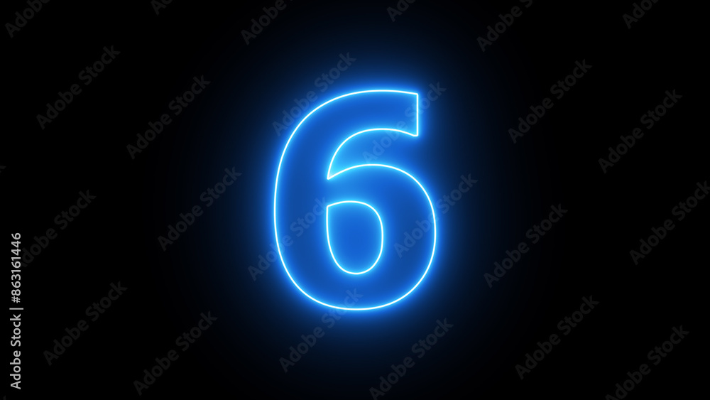 Abstract neon countdown 6 number illustration background 4k. Abstract neon countdown 6 number illustration background 4k.