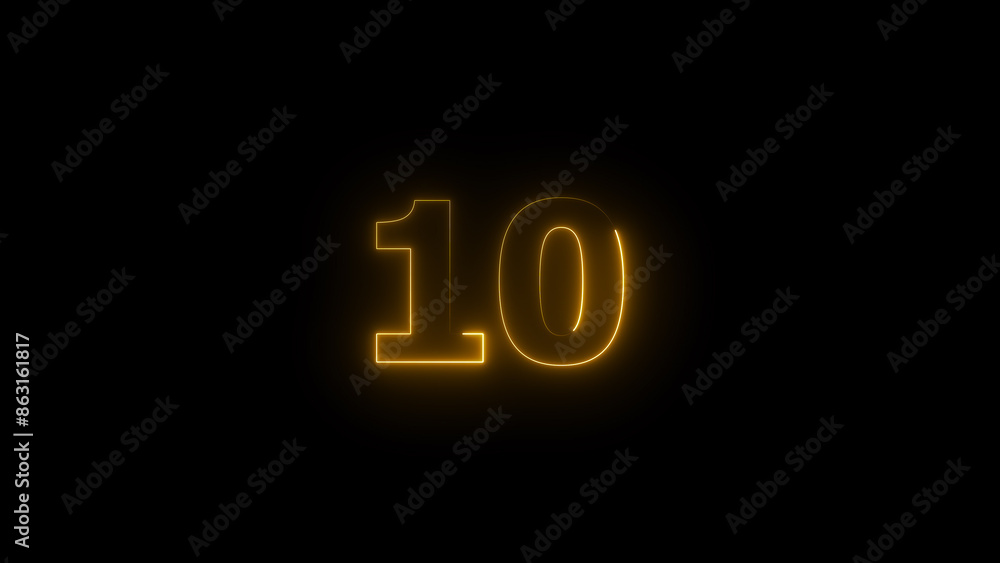 Abstract beautiful neon 10 number illustration background 4k. Abstract beautiful neon 10 number illustration background 4k.