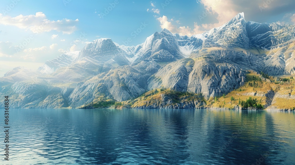 Obraz premium Lake with Mountain Background