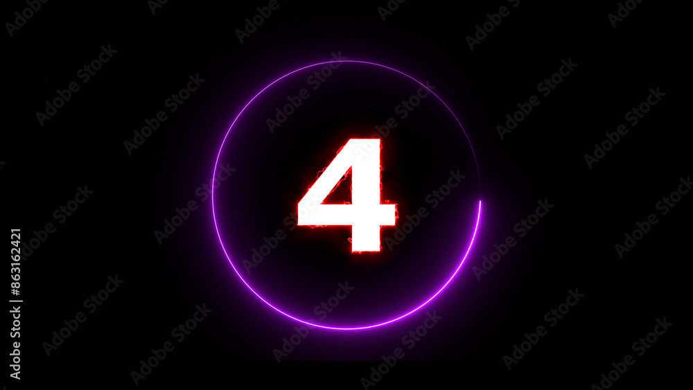 Abstract neon countdown 4 number illustration background. Abstract neon countdown 4 number illustration background.