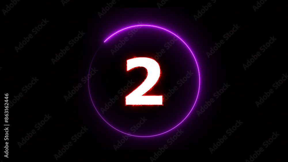 Abstract neon countdown 2 number illustration background. Abstract neon countdown 2 number illustration background.
