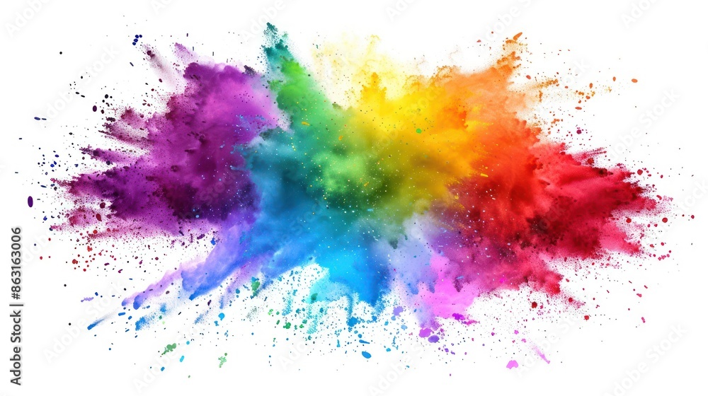 Colorful Powder Explosion On White Background Colorful Powder Explosion On White Background