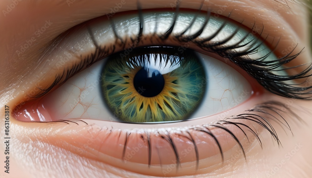 Fototapeta premium A vivid, emerald green eye with a mesmerizing gaze