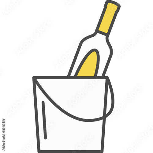 Bottle of wine in ice bucket vector icon