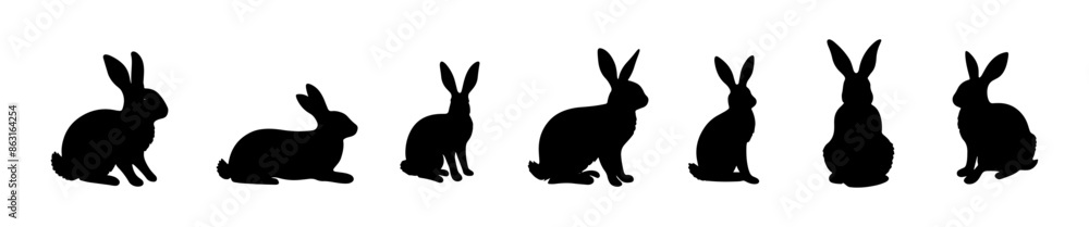 Obraz premium set of rabbit silhouette illustration