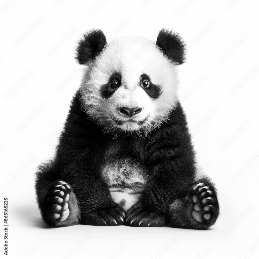 Full body of a cute panda over white background. Full body of a cute panda over white background.