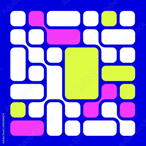 Web Y2k Bento Design elements. Web frame, blocks, grid concept. UI and UX web layout with trendy Y2k elements. Trending brick Ui UX template. Web comics grids, smooth connection, navy blue