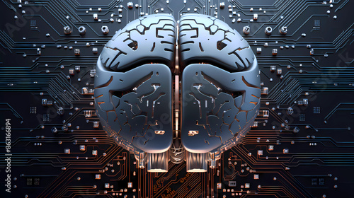 technology digital human brain. AI technology concept of a glowing brain	