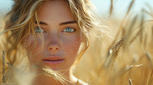 Portrait of sensual blond girl in wheat © Matthew