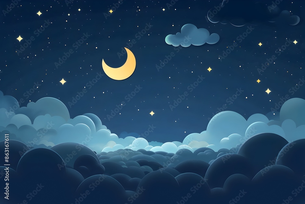 Fototapeta premium Minimalist 3D Starry Night Sky Logo for Cosmic Branding and Design