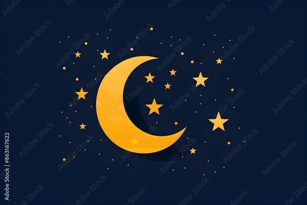 Naklejka premium Minimalist 3D Starry Night Sky Logo Design with Geometric Shapes and Symmetry