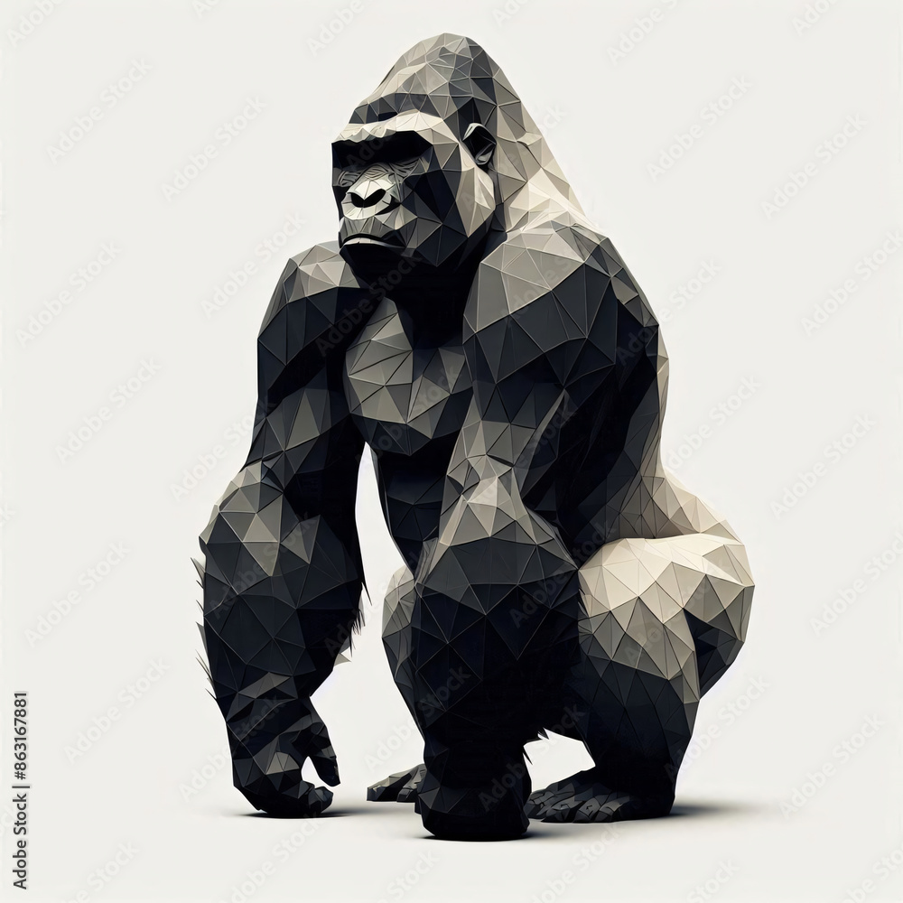 Low Polygon Style Animal gorilla isolated on a White Background - Modern and Colorful Geometric Art Low Polygon Style Animal gorilla isolated on a White Background - Modern and Colorful Geometric Art
