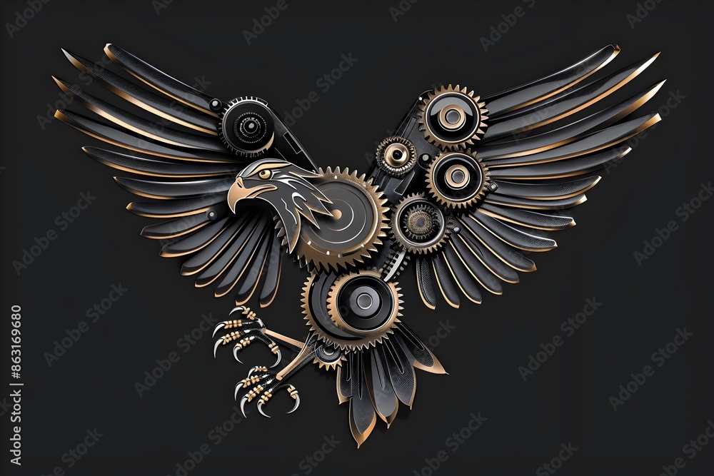 Obraz premium Mechanical Eagle Logo Design for Industrial or Tech Brand Identity