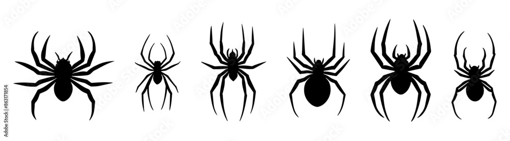 set of spider silhouette vector design set of spider silhouette vector design