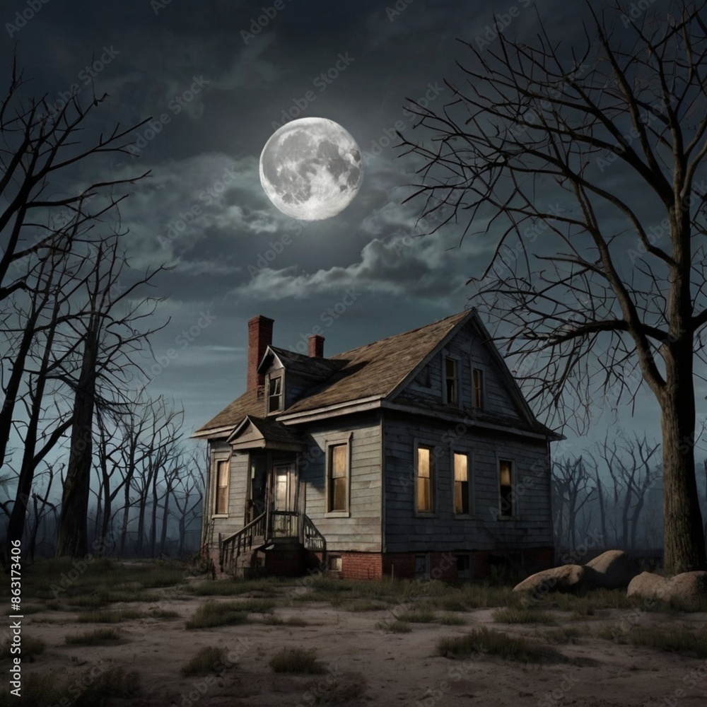 a realistic scene, an old house from the 1950s a realistic scene, an old house from the 1950s