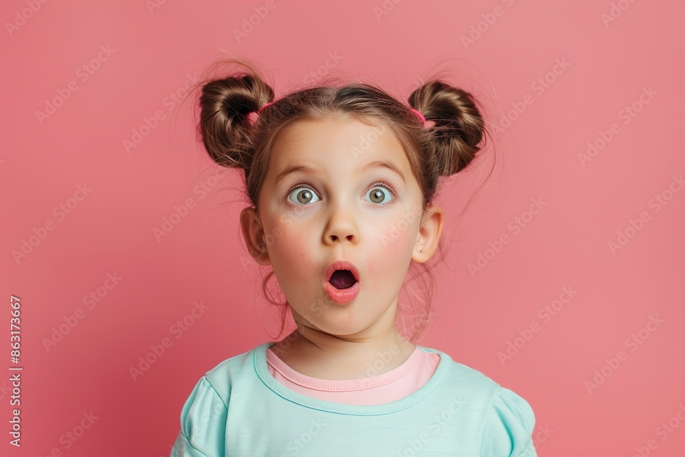Surprised child with pigtails Surprised child with pigtails