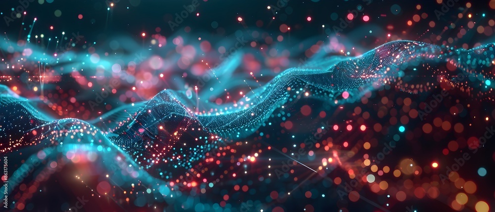 Intricately Linked Molecular Data Sculpture in Vast Digital Architectural Landscape Intricately Linked Molecular Data Sculpture in Vast Digital Architectural Landscape