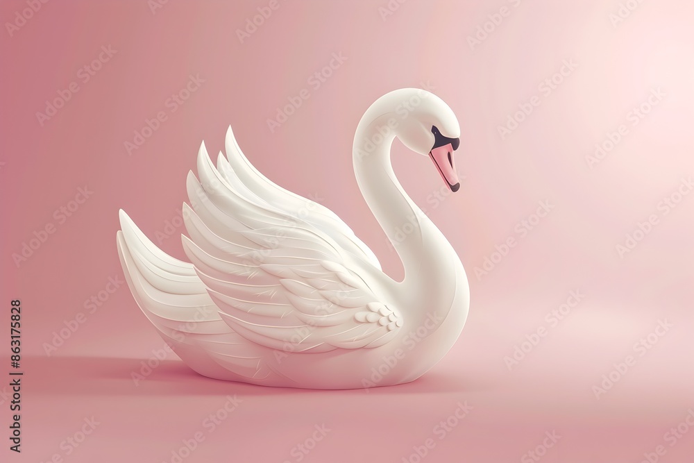 Fototapeta premium Vintage Inspired Playful Swan Graphic Logo Design