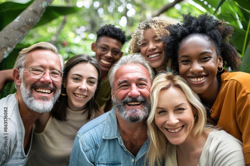group of cheerful adults smiling and looking at came group of cheerful adults smiling and looking at came