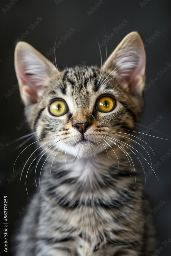 Adorable grey kitten posing for portraits Adorable grey kitten posing for portraits
