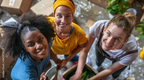 Volunteers lending support indisplay of empathy and unity through teamwork.