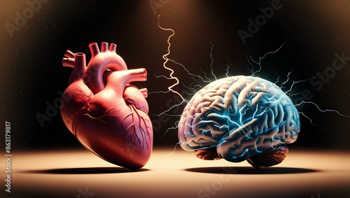 Emotional Conflict: Heart vs. Brain Decision Making Artwork photo