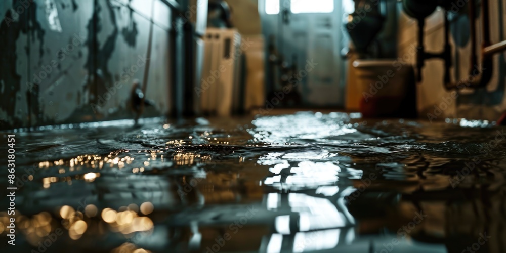 Obraz premium Puddle on building floor