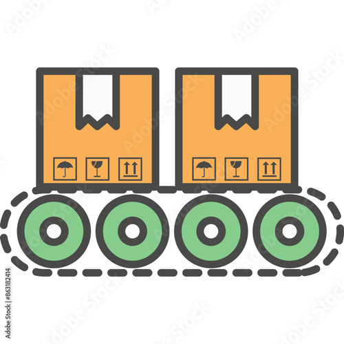 Transportation conveyor line vector icon photo