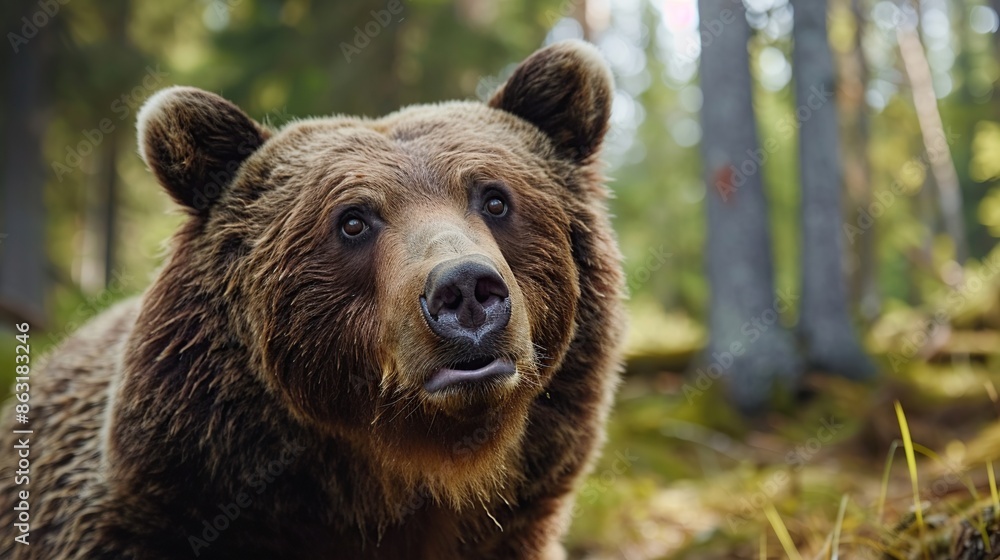 Brown bear in the forest up close Brown bear in the forest up close
