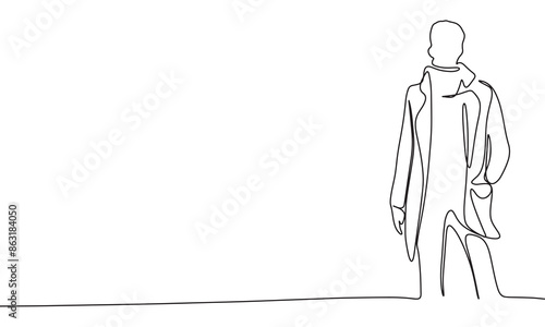 Fashion man silhouette one line line continuous. Line art man's silhouette. Hand drawn vector art.