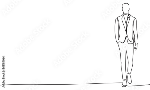 Fashion man silhouette one line line continuous. Line art man's silhouette. Hand drawn vector art.