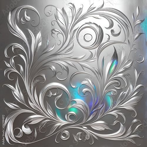 
Vector seamless pattern with leaves and curls. Monochrome abstract floral background. Stylish monochrome texture Generative AI