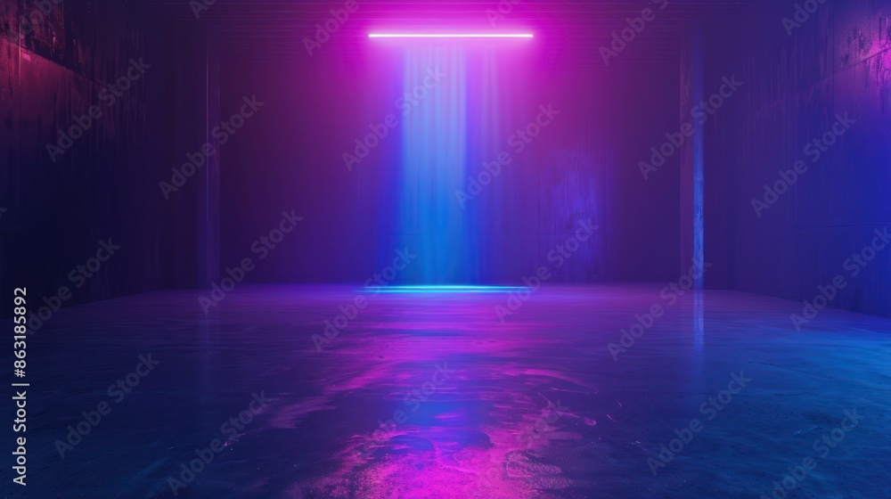 Neon Light Illumination in a Concrete Room Neon Light Illumination in a Concrete Room