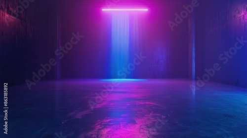 Neon Light Illumination in a Concrete Room