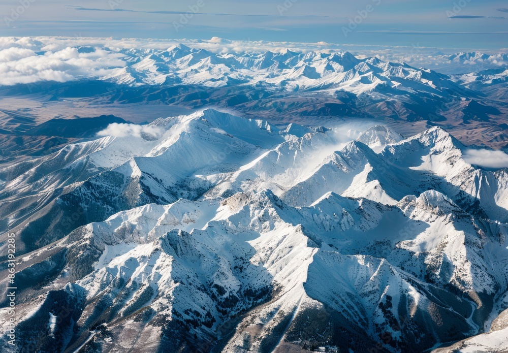Fototapeta premium From Jackson Hole Mountain Ski Resort, in Wyoming, you can see the majestic Grand Teton National Park