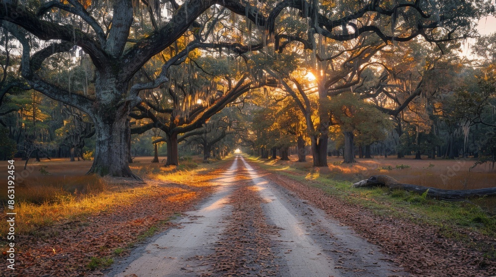 Obraz premium Escape the stress of daily life on South Carolina's back roads.