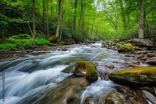 It's nice and refreshing to watch a cool mountain stream cascade down North Carolina's lush Blue Ridge Mountains.