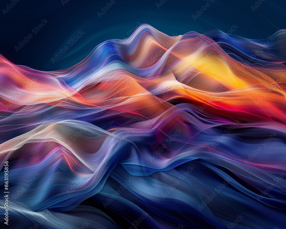 Naklejka premium Mesmerizing Surreal Waves of Prismatic Forms in High Definition Cinematic Environment