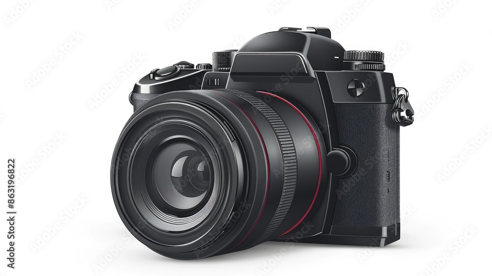A camera with a lens attached, suitable for various photography uses A camera with a lens attached, suitable for various photography uses