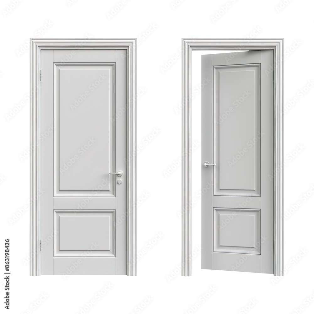 White panel doors isolated on transparent background remove png, Clipping Path White panel doors isolated on transparent background remove png, Clipping Path