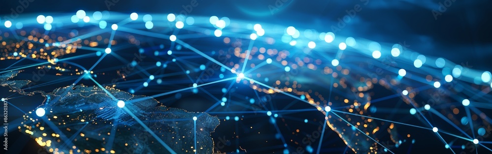 Fototapeta premium Digital Connectivity Spanning Across Continents