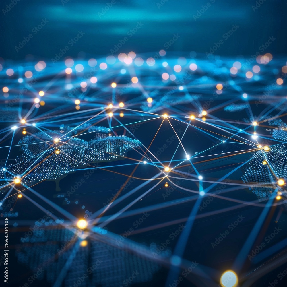 Fototapeta premium Digital Connectivity Spanning Across Continents