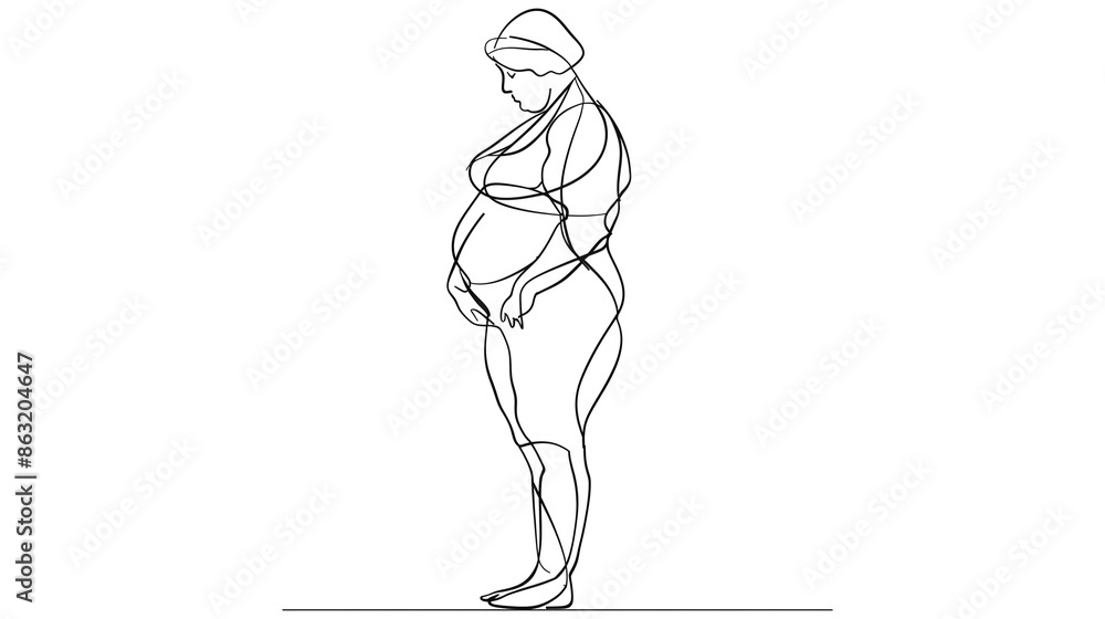 Minimalist line drawing of a pregnant woman in profile. Minimalist line drawing of a pregnant woman in profile.
