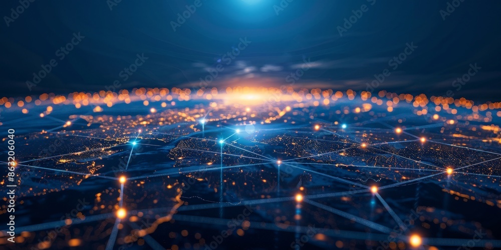 Obraz premium Digital Connectivity Spanning Across Continents