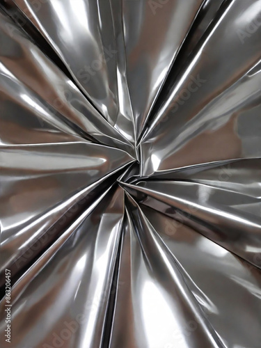 Metallic plicated silver shiny chrome texture abstract vertical background photo