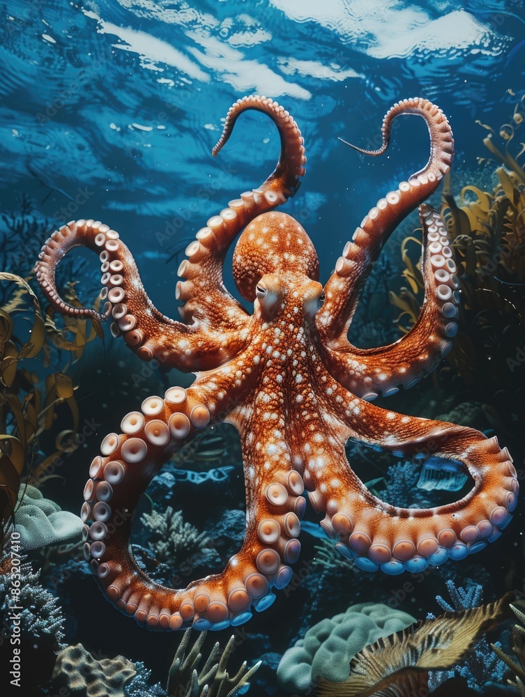 Fototapeta premium Octopus in seaweed