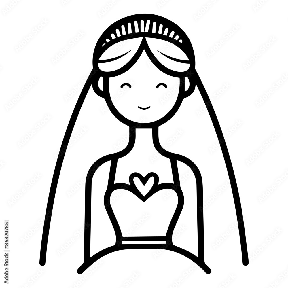 bride icon or modern line symbol. Vector line art and icon design with bold outline. Black and white Pixel Perfect minimalistic symbol isolated white background. Silhouette simple thin sign bride icon or modern line symbol. Vector line art and icon design with bold outline. Black and white Pixel Perfect minimalistic symbol isolated white background. Silhouette simple thin sign