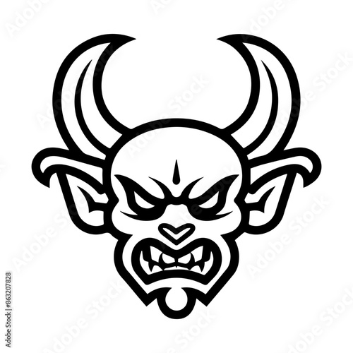 demon icon or modern line symbol. Vector line art and icon design with bold outline. Black and white Pixel Perfect minimalistic symbol isolated white background. Silhouette simple thin sign