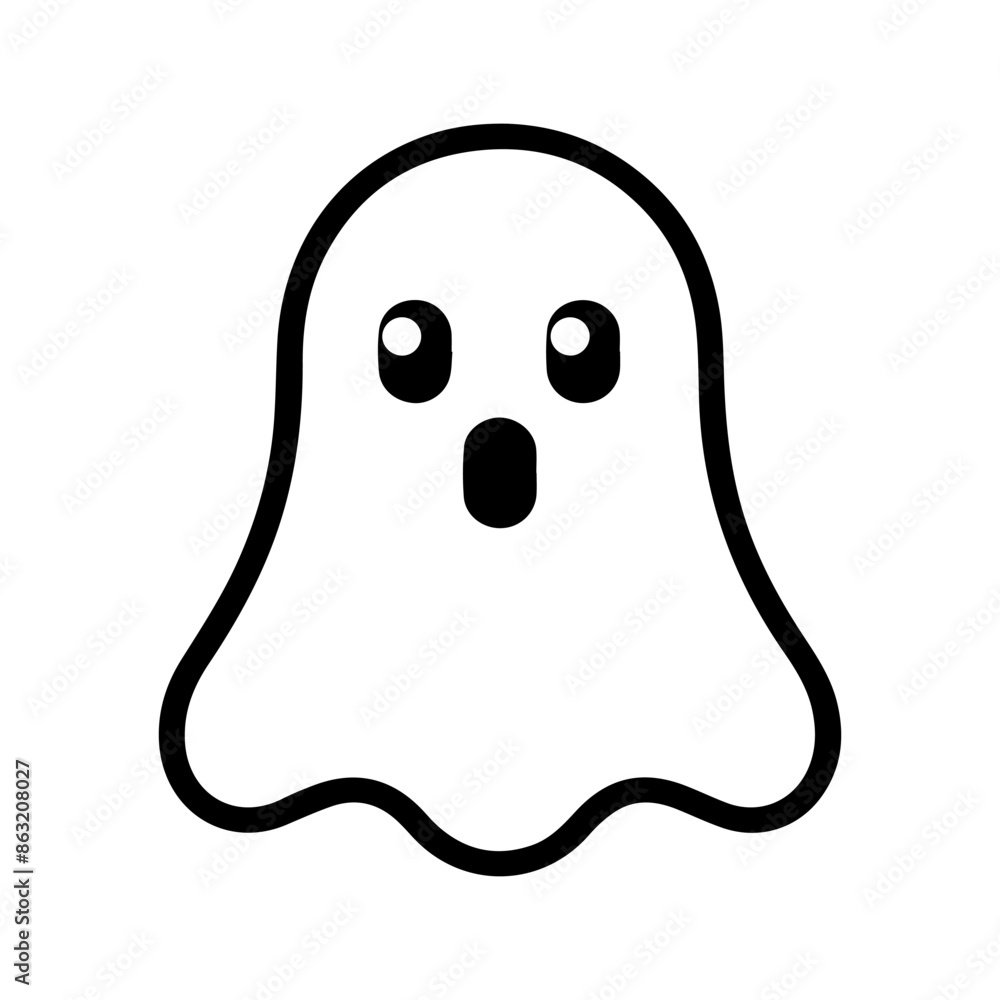 Ghost icon or modern line symbol. Vector line art and icon design with bold outline. Black and white Pixel Perfect minimalistic symbol isolated white background. Silhouette simple thin sign Ghost icon or modern line symbol. Vector line art and icon design with bold outline. Black and white Pixel Perfect minimalistic symbol isolated white background. Silhouette simple thin sign