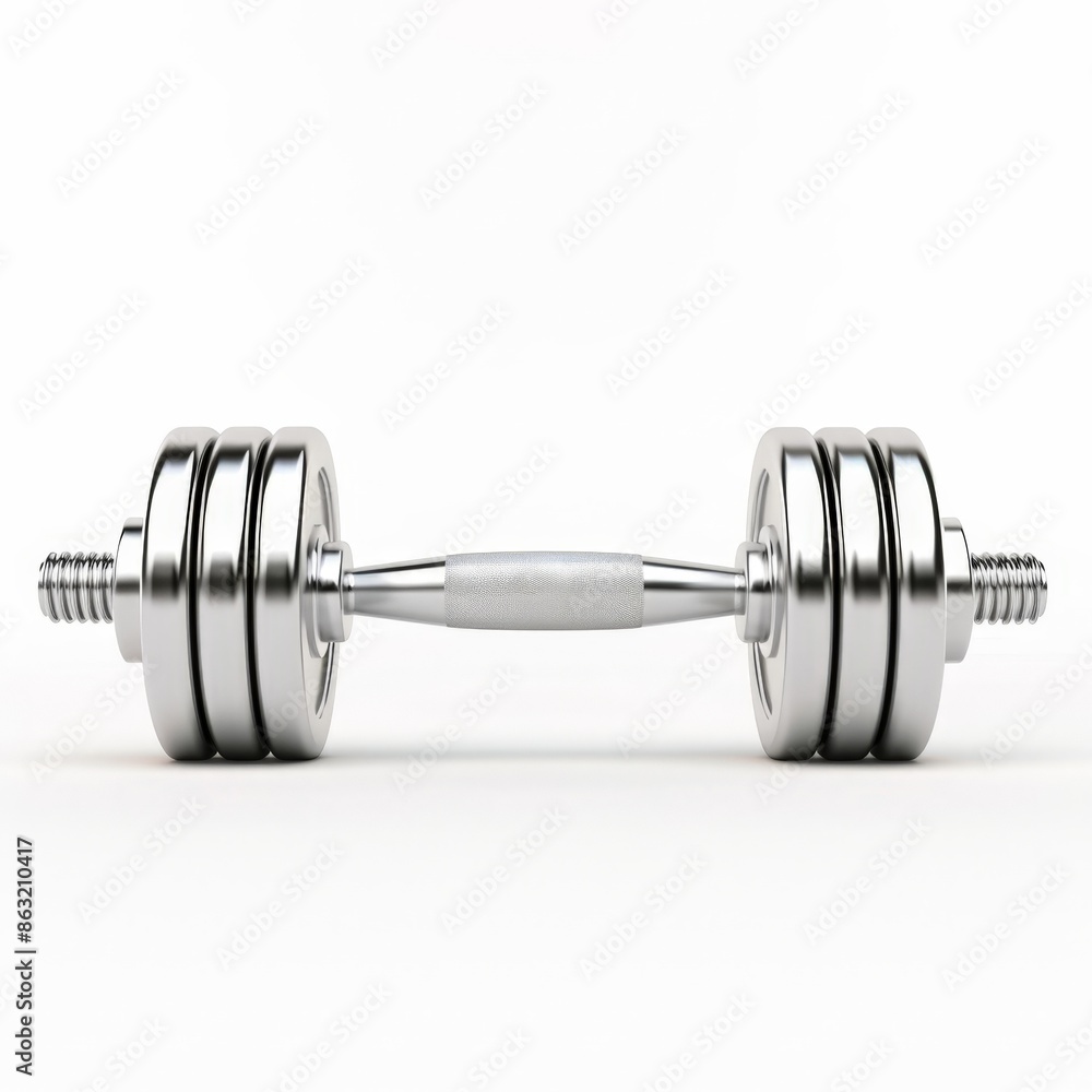 Fototapeta premium Metal Dumbbell on White Background for Fitness and Weightlifting Concepts